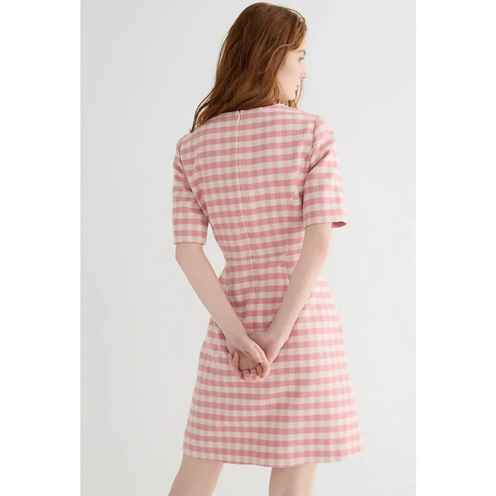 62. J.Crew Short-sleeve mini dress in gingham terry tweed
